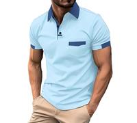Polo pour homme en coton à manches courtes avec poche poitrine - T-shirt pour homme avec col - Polo de golf - Coupe droite - Polo surdimensionné - T-shirt de tennis - Sweat-shirt pour homme - T-shirt