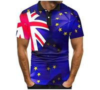 Polo pour Homme,Hommes Mode Printemps éTé DéContracté à Manches Courtes O Cou Drapeau Imprimé T-Shirts Haut Chemisier