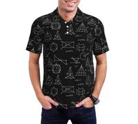 Polo pour homme - Imprimé mathématiques Equation Noir Décontracté à manches courtes boutonnées pour homme, Noir , XXL