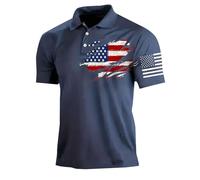 Polo pour homme Independence Day - Col à revers - Coupe décontractée - Confortable - Pour la marche et la course à pied, bleu, M