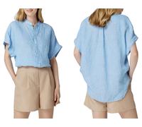 Polo Ralph Lauren ALEN Chemise en Lin à Rayures Col Mao, S, Bleu