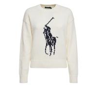 Vêtements Polo Ralph Lauren Pull à col rond Big Pony en laine pour Femme L Blanc