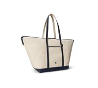 Polo Ralph Lauren - Cabas Shopper Grand Format en Toile avec Garniture en Cuir - Femme - Sacs - Beige - Taille: ONE Size