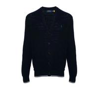 Polo Ralph Lauren - Cardigan Texturé en Coton et Lin à Col V - Homme - Pulls - Bleu - Taille: 2XL
