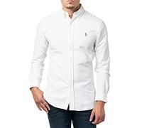 Polo Ralph Lauren - Chemise Casual - Taille ajustée - Col boutonné - Manches Longues Homme - Blanc - Medium