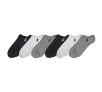 Polo Ralph Lauren Classic Sport Solid Ultra Low Cut Socks-6 Pair Pack-Athletic Cotton Comfort Coupe Basse en Tricot Plat, Gris Assorti, 3.5-9 UK Femme