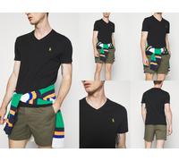 Polo Ralph Lauren Col V T-Shirt Chemise Custom Slim Fit T-Shirt Top Or Frange M