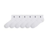 POLO RALPH LAUREN Performance Cotton Ankle Socks-6 Pair Pack-Breathable Mesh & Sport Cushioning Coussin Quarter, Blanc, 3.5-9 UK (Lot de 6) Femme