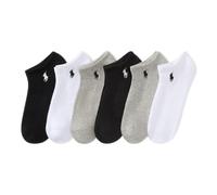 POLO RALPH LAUREN Performance Cotton Low Cut Socks-6 Pair Pack-Breathable Mesh & Sport Cushioning Coussin Coupe Basse, Gris Assorti, 3.5-9 UK Femme