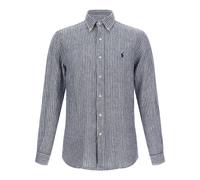 Polo Ralph Lauren - Custom Fit Striped Linen Shirt - Homme - Chemises - Bleu - Taille: XL
