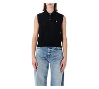 Polo Ralph Lauren, Femme, Pulls, Noir, Taille: 42 FR Pull Polo Court Sans Manches en Coton