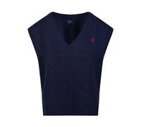 Polo Ralph Lauren - Gilet en maille torsadée à col en V - Femme - Pulls - Bleu - Taille: 36 FR