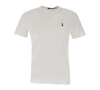 Polo Ralph Lauren, Homme, Tops, Blanc, Taille: S T-shirt en Coton Blanc avec Logo Brodé