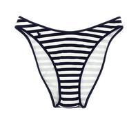 Polo Ralph Lauren - Piqué Stripe High Leg Scoop Bikini Bottom - Femme - Maillots de bain - Bleu - Taille: 40 FR