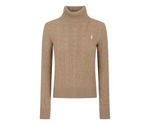 Polo Ralph Lauren - Pull à col roulé en maille torsadée en laine et cachemire - Femme - Pulls - Brun - Taille: 36 FR