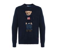 Polo Ralph Lauren - Pull en coton et lin avec motif ours - Homme - Pulls - Bleu - Taille: 2XL