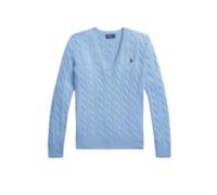 Polo Ralph Lauren - Pull en laine et cachemire à col en V et torsades - Femme - Pulls - Bleu - Taille: 40 FR