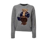 Polo Ralph Lauren - Pull en laine et cachemire avec ours - Femme - Pulls - Gris - Taille: 36 FR