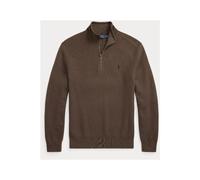 Polo Ralph Lauren - Pull en maille piquée de coton avec fermeture à glissière au quart - Homme - Pulls - Brun - Taille: XS