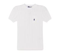 Polo Ralph Lauren - Pull en Tricot Torsadé à Manches Courtes et Col Ras du Cou - Femme - Pulls - Blanc - Taille: 40 FR