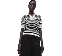 Polo rayÃ© en maille ajourÃ©e femme COMMA Blanc 38