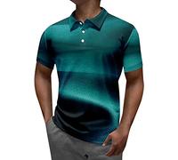 Polo rayé basique pour homme 2026 Impression rayée d'été Mode numérique 3D Revers Chemise à manches courtes Henley Chemisier de golf pour homme 2026, vert menthe, M