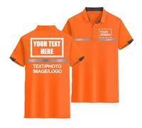 Polo réfléchissant haute visibilité personnalisé logo personnalisé texte photo vêtements travail d'équipe manches courtes hommes femmes événements hauts travail de sécurité,Orange-L
