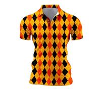 Polo Rugby,Polo Homme Manches Longues,décontracté pour Homme - Confort Respiration légerité et Style Quotidien imprimé prêt à l’Emploi (Orange, XXXL)