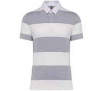 Polo Rugby Rayé Manches Courtes - Homme - K286 - Gris Oxford Et Blanc