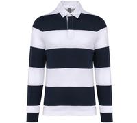 Polo Rugby Rayé Manches Longues - Homme - K285 - Bleu Marine Et Blanc