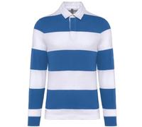 Polo Rugby Rayé Manches Longues - Homme - K285 - Bleu Roi Et Blanc