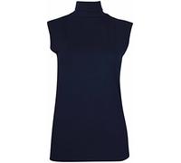 Polo sans manches pour femme - Col roulé - Uni - Noir - 38