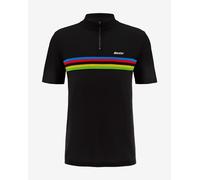 Polo Santini x Champion du Monde UCI manches courtes noir arc-en-ciel - L