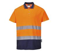 Polo Shirt Contrast En Coton Hi-Vis Portwest Tissu Évacuation D'Humidité 40+ UPF