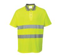 Polo Shirt Portwest Hi-Viz En Coton Confort 40+ UPF Tissu Évacuation D'Humidité
