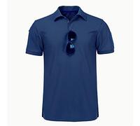 Polo Shirt Homme Couleur Pure Tourner Le Col Homme Polo Shirt Manches Courtes Velcro Polos Shirt Homme Élasticité Séchage Rapide Polo Shirt Homme Manches Courtes D-Dark Blue XL
