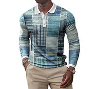 Polo Shirt Homme Urbain Nouvelle 3D Impression Manches Longues Shirt Homme Classique Slim Fit Confortable Revers Casual Shirt Homme Quotidien Déplacements All-Match Base Shirt Homme PLC-23 M