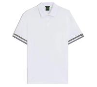 Polo Slim Boss POLO ZONE - Blanc - en coton avec bas de manches à rayures S