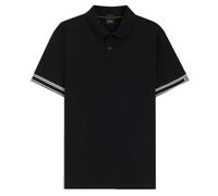 Polo Slim Boss POLO ZONE - Noir - en coton avec bas de manches à rayures S