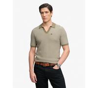 Superdry Johnny Collar Knitted Short Sleeve Polo Beige 2XL Homme