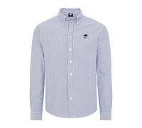 Polo Sylt Coupe Classique en Coton Oxford rayé Chemise à Bouton Bas, DK Blue/WHT STR, 3XL Homme
