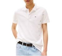 Tommy Jeans Placket Slim Fit Short Sleeve Polo Blanc L Homme