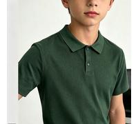 Polo tricoté à rayures verticales minimaliste pour adolescents, Top tricoté à manches courtes élastique et doux, polyvalent pour tous les jours 8Y,9Y,10Y,11Y,12YTricots