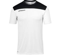 Polo Uhlsport Offense 23 Poly - Homme - Blanc/Noir/Gris Foncé - Manches Courtes - Respirant M