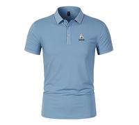 Polo unisexe à manches courtes avec | Ai.x_am | Imprimé | Design classique | Sportif et décontracté | En coton élastique, bleu clair, L