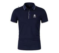 Polo unisexe à manches courtes avec | Ai.x_am | Imprimé | Design classique | Sportif et décontracté | En coton élastique, bleu foncé, L
