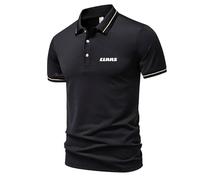 Polo unisexe à manches courtes avec | Cl_AAS | Imprimé | Design classique | Sportif et décontracté | En coton élastique, Noir , XS