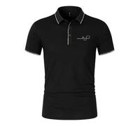 Polo unisexe à manches courtes avec imprimé R.e_n.a.u..lt | Design classique | Sportif et décontracté | Haut en coton élastique, Noir , L