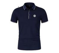 Polo unisexe à manches courtes avec imprimé Sig-sau.er | Design classique | Sportif et décontracté | En coton élastique, bleu foncé, L