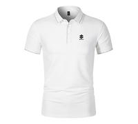 Polo unisexe à manches courtes avec imprimé Su.z_uki | Design classique | Sportif et décontracté | En coton élastique, Blanc., XXL
